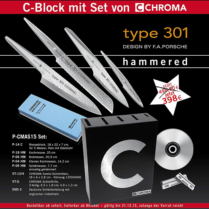 Chroma Set X-Mas C-Block martellato - Design di FA Porsche - 9 pezzi - bloccare