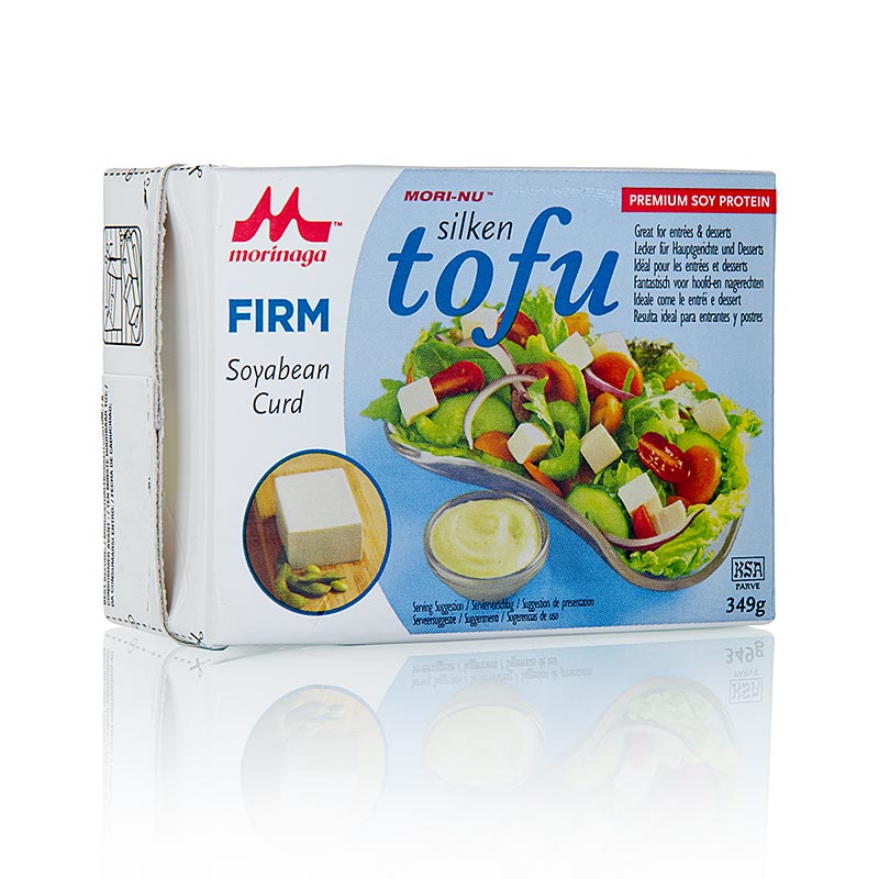 Tofu sedoso, firme, azul, Morinaga, Japao - 349g - Pacote Tetra