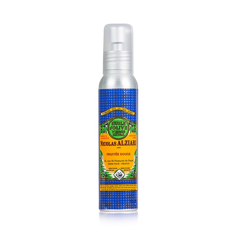 Aceite de oliva virgen extra, Fruite Douce, suave, Alziari, pulverizador con bomba - 100ml - Botella