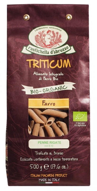 Penne rigate integral di farro, organik, pasta gandum utuh, organik, Rustichella - 500 gram - Bagian