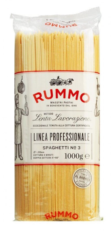 Spaghetti, Le Classiche, pasta semolina gandum durum, Rummo - 1kg - Kardus