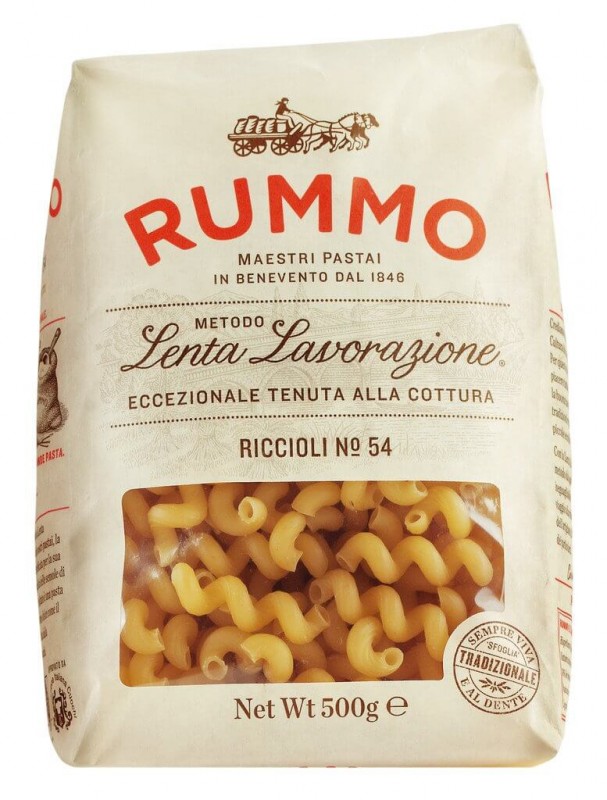 Riccioli, Le Classiche, macarrao de semola de trigo duro, rummo - 500g - Cartao