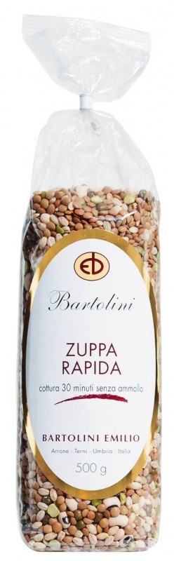 Zuppa rapida, mix di legumi per zuppe, Bartolini - 500 g - borsa