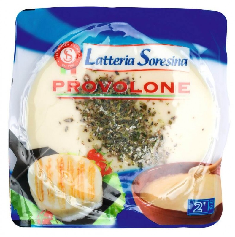 Provolone all heritage, fetta, ost med oregano, fett i.Tr.45%, Latteria Soresina - 200 g - pakke