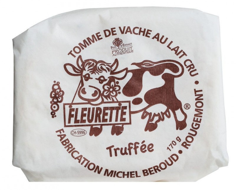 Tomme Fleurette truffee, truffle keju susu lembu mentah lembut, Michel Beroud - 170g - sekeping