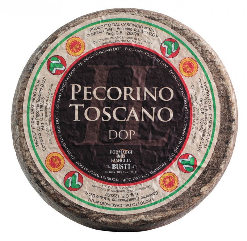 Pecorino Toscano DOP, keju domba, setengah matang, lemak dalam bahan kering 55%, Busti - sekitar 2,5kg - kg Pecorino Toscano DOP, keju domba, setengah matang, lemak dalam bahan kering 55%, Busti - sekitar 2,5kg - kg