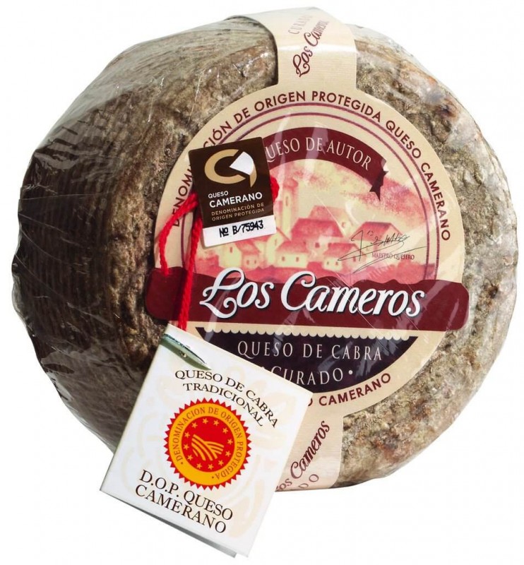 Queso de Cabra Curado Camerano DOP, keju kambing matang, lemak dalam bahan kering. 50%, Los Cameros - sekitar 750 gram - kg