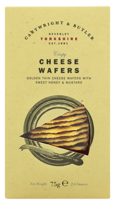 Wafers de Queijo com Mel e Mostarda, Waffles com Mel e Mostarda, Cartwright e Butler - 75g - pacote Wafers de Queijo com Mel e Mostarda, Waffles com Mel e Mostarda, Cartwright e Butler - 75g - pacote