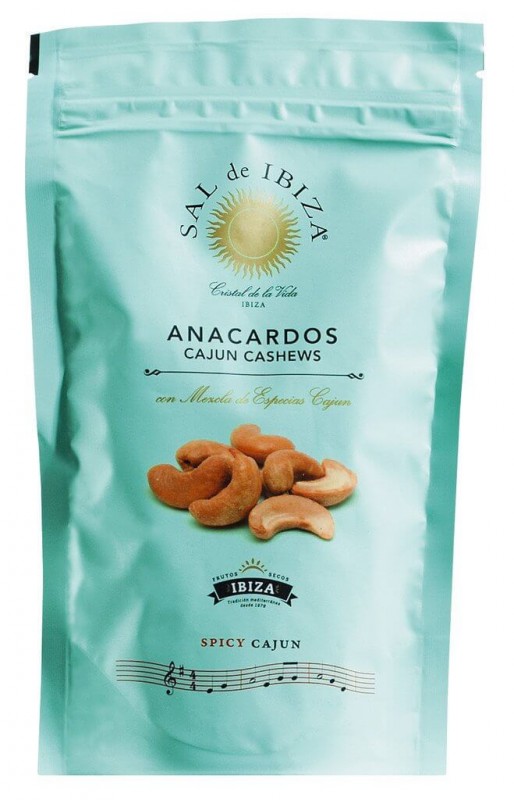 Anacardos - Cajun Pedas, kacang mete dengan Cajun Pedas, tas, Sal de Ibiza - 80 gram - tas