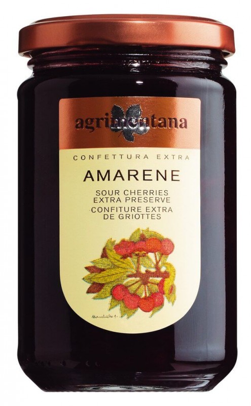 Confettura Amarene, mermelada de cerezas Amarena, Agrimontana - 350g - Vaso