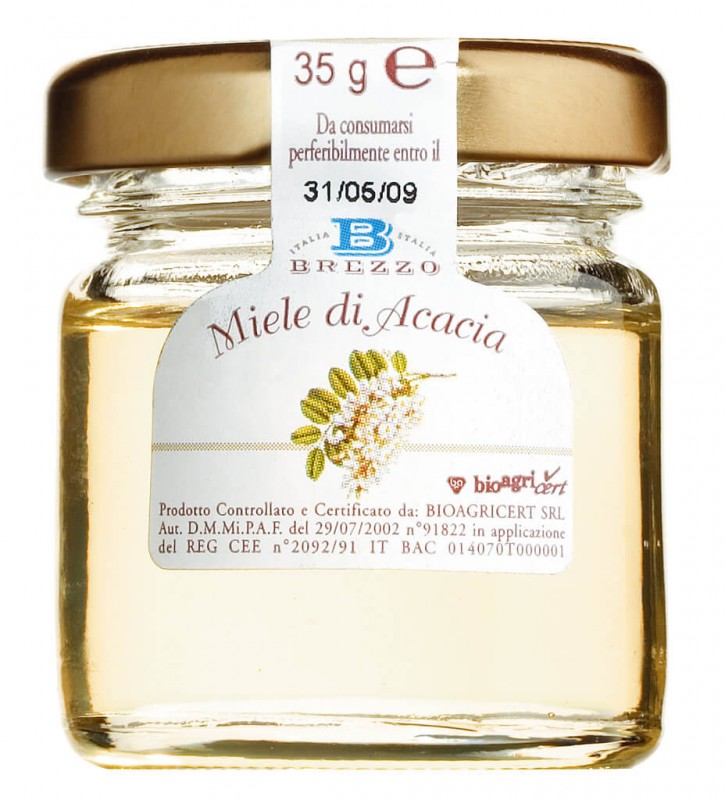 Miele biologico assortito, vasi mini, mini potes de mel 5 vezes sortido, organico, Apicoltura Brezzo - 60x35g - mostrar