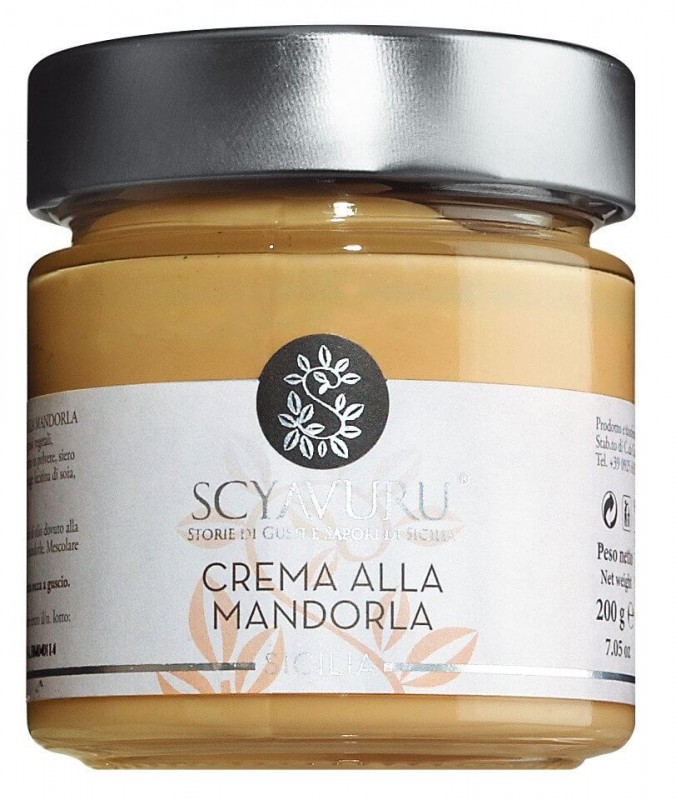 Crema alla mandorla, creme de amendoa doce, Scyavuru - 200g - Vidro Crema alla mandorla, creme de amendoa doce, Scyavuru - 200g - Vidro