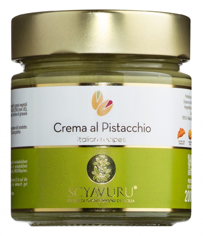 Crema dolca de pistatxo, Crema al pistacchio, Scyavuru - 200 g - Vidre
