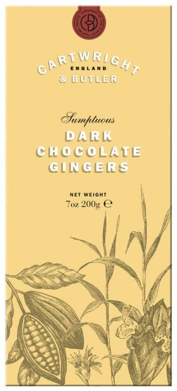 Zenzero al cioccolato fondente, biscotti allo zenzero e cioccolato, Cartwright e Butler - 200 g - pacchetto