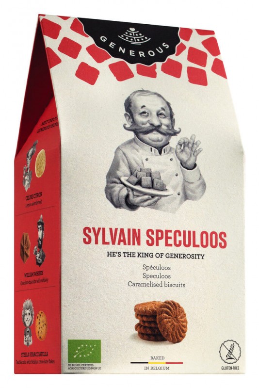 Sylvain Speculoos, organico, sem gluten, pastelaria speculoos, sem gluten, organico, generoso - 100g - pacote