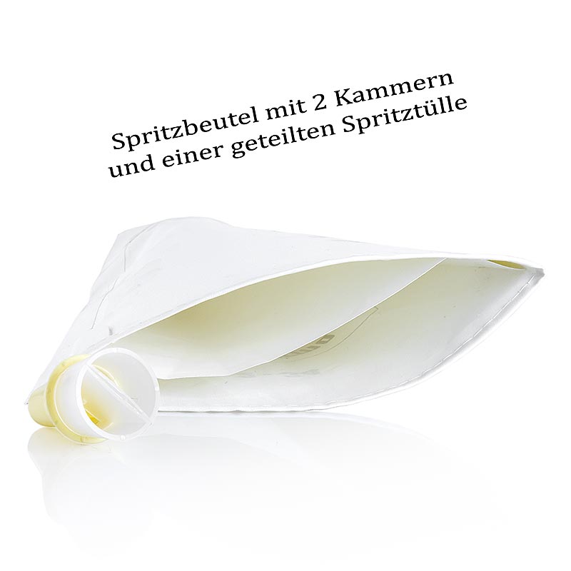 Spritzbeutel, mit 2 Kammern, NR.2, 34cm, inkl. Doppel-Tülle - 1 Stück - Folie Spritzbeutel, mit 2 Kammern, NR.2, 34cm, inkl. Doppel-Tülle - 1 Stück - Folie
