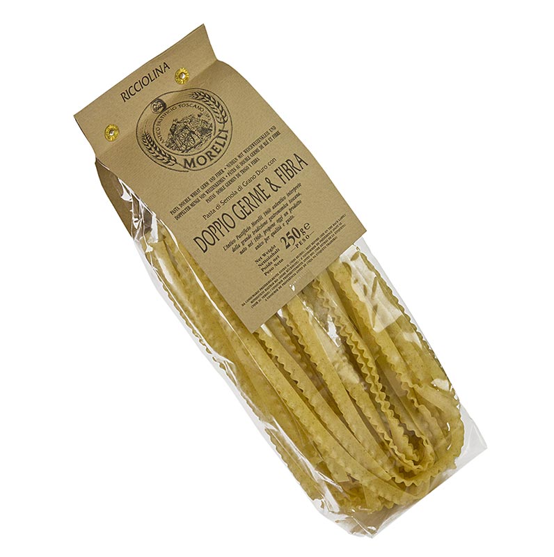 Morelli 1860 Ricciolina, Strumpfbandnudeln, mit Weizenkeimen und Balaststoffen - 250 g - Beutel Morelli 1860 Ricciolina, Strumpfbandnudeln, mit Weizenkeimen und Balaststoffen - 250 g - Beutel