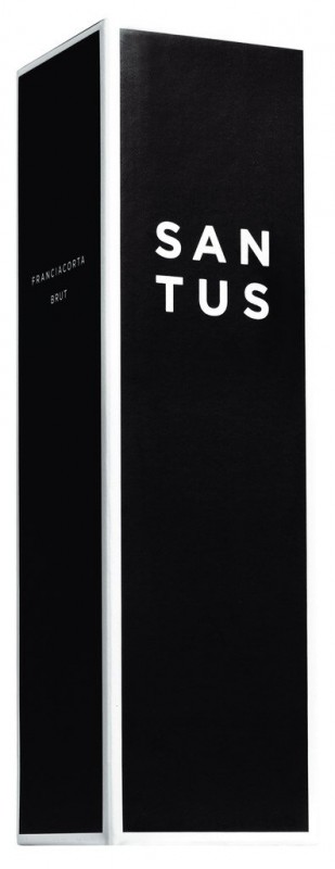 caixa decorativa preta e branca para Franciacorta Santus Brut, Santus - 1 pedaco - Pedaco