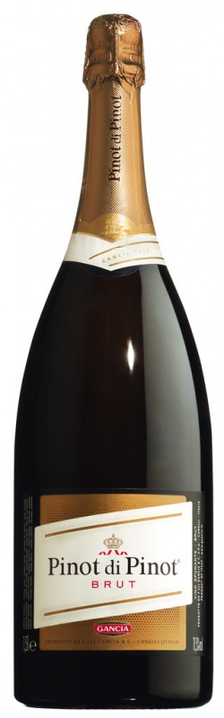 Pinot di Pinot Spumante Brut Magnum, vino espumoso blanco, metodo Charmat, Gancia Spumanti - 1.5L - Botella