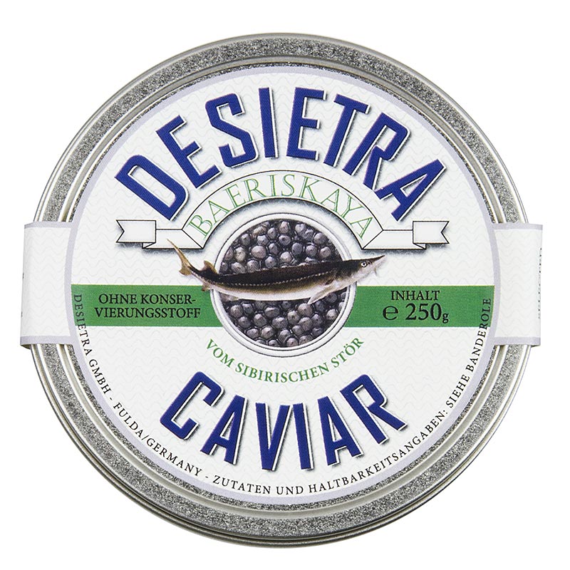 Desietra Baeriskaya Kaviar (baerii), Aquakultur, ohne Konservierungsmittel - 250 g - Dose Desietra Baeriskaya Kaviar (baerii), Aquakultur, ohne Konservierungsmittel - 250 g - Dose