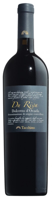 Dolcetto d`Ovada DOC Du Riva, anggur merah, barrique, tacchino - 0,75 liter - Botol