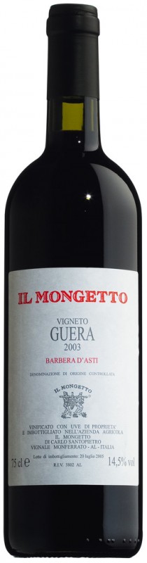 Barbera d`Asti DOC La Guera, vere e kuqe, barrique, Il Mongetto - 0,75 l - Shishe Barbera d`Asti DOC La Guera, vere e kuqe, barrique, Il Mongetto - 0,75 l - Shishe
