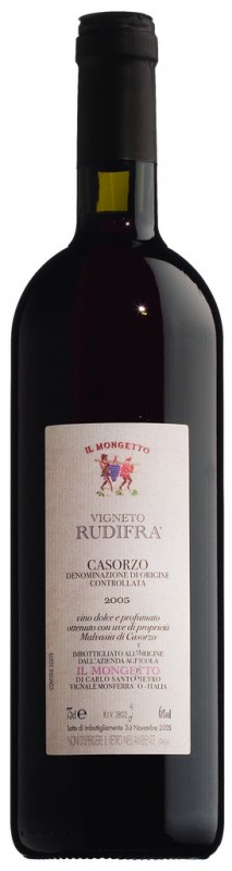Vino de postre, espumoso, Malvasia di Casorzo DOC Rudi Fra, Il Mongetto - 0,75 litros - Botella