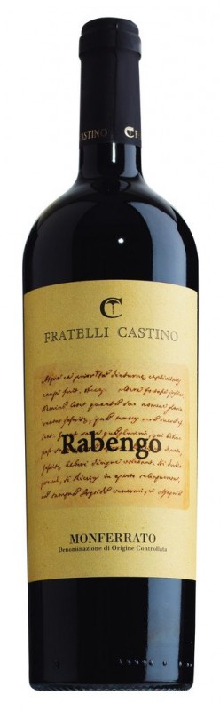 Monferrato rosso DOC Rabengo, vinho tinto, Castino - 0,75 litros - Garrafa