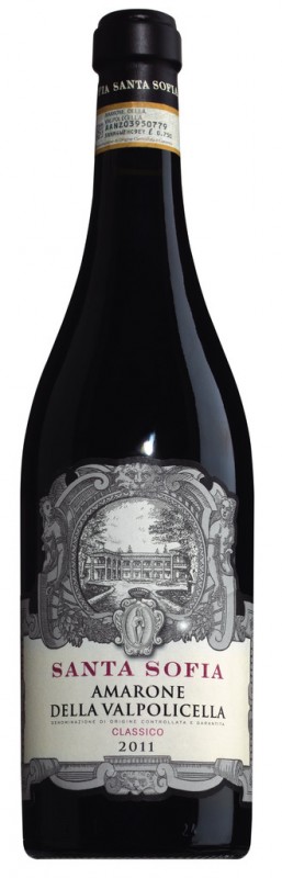 Merah, barrique, Amarone della Valpolicella classico DOCG, Santa Sofia vintage terkini 2018 - 0,75 liter - Botol