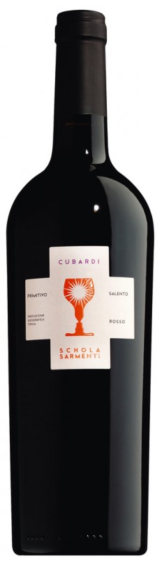 Primitivo Salento IGT Cubardi, rott vin, Schola Sarmenti - 0,75 l - Flaska