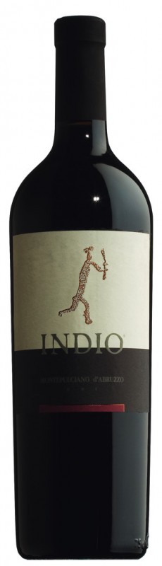 Montepulciano d`Abruzzo DOC Indio, wain merah, barrik, bove - 0.75 l - Botol