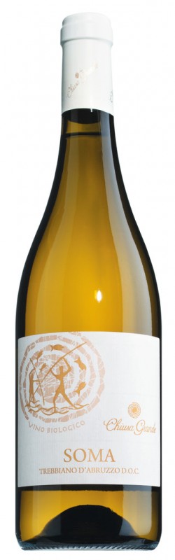 Trebbiano d`Abruzzo DOC Soma, wain putih organik, Chiusa Grande - 0.75 l - Botol