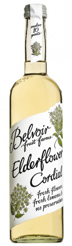 Flor de sabugueiro cordial, xarope de sabugueiro, Belvoir - 0,5L - Garrafa