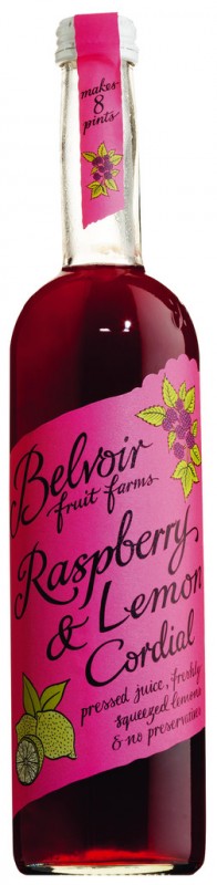 Cordial Raspberry and Lemon, hindberja-sitronusirop, Belvoir - 0,5L - Flaska