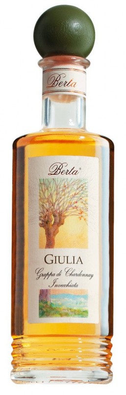 Giulia, Grappa invecchiata, Grappa e bere nga pomaci Chardonnay dhe Cortese, Berta - 0.2L - Shishe Giulia, Grappa invecchiata, Grappa e bere nga pomaci Chardonnay dhe Cortese, Berta - 0.2L - Shishe