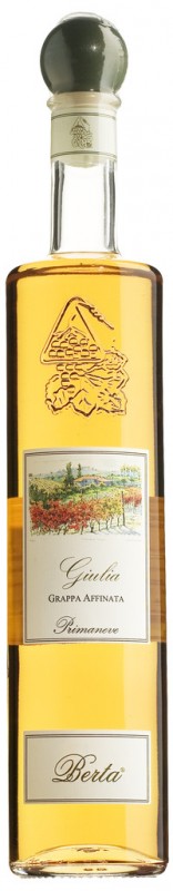 Giulia, Grappa di Chardonnay e Cortese, grappa feita de bagaco de Chardonnay e Cortese, Berta - lata de 10 litros - Pedaco