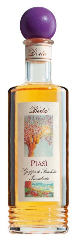 Piasi, Grappa di Brachetto invecchiata, Grappa fran Brachetto pomace, Berta - 0,2L - Flaska Piasi, Grappa di Brachetto invecchiata, Grappa fran Brachetto pomace, Berta - 0,2L - Flaska