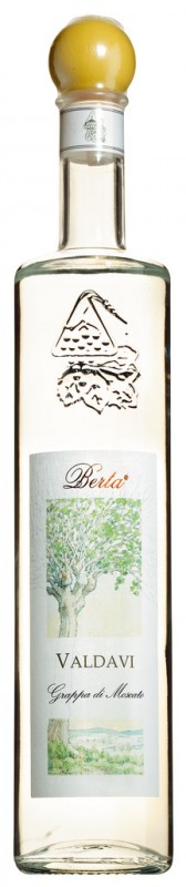 Valdavi, Grappa di Moscato, Grappa fra Moscato pomace, Berta - 0,7L - Flaska