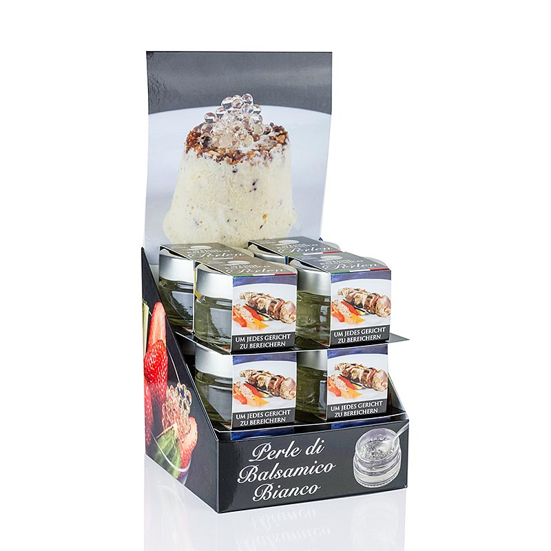 Fruchtkaviar Balsamico Bianco, Perlgrösse 3-5mm, Sphären, Terra del Tuono - 50 g - Glas Fruchtkaviar Balsamico Bianco, Perlgrösse 3-5mm, Sphären, Terra del Tuono - 50 g - Glas