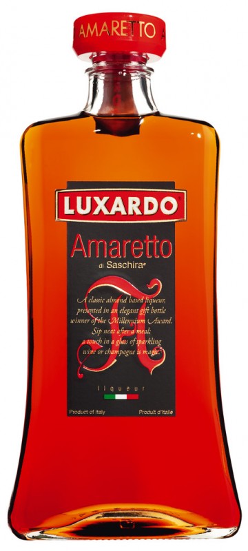 Minuman keras almond pahit 28%, Amaretto di Saschira, Luxardo - 0,7L - Botol