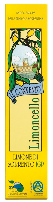 Licor de limao, Limoncello com Limoni di Sorrento IGP, Il Convento - 200ml - Garrafa