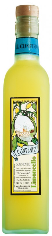 Minuman keras jeruk nipis, Limoncello con Limoni di Sorrento IGP, Il Convento - 500ml - Botol