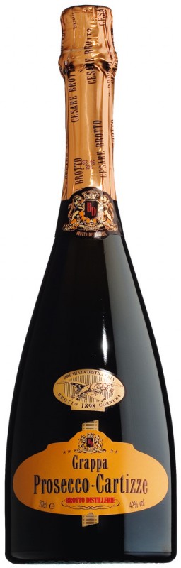 Grappa di Prosecco di Cartizze, Grappa terbuat dari Prosecco pomace, Brotto - 0,7L - Botol