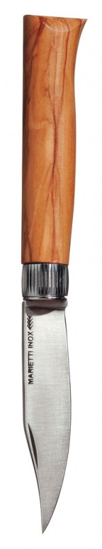 Lama 9 cm, coltello con manico in legno d`ulivo Piemontese, Coltelleria Marietti - 19x2 cm - Pezzo