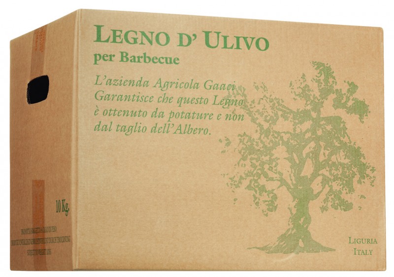 Legno per barbecue, griglia in legno d`olivo, Olio Roi - circa 10kg - Cartone