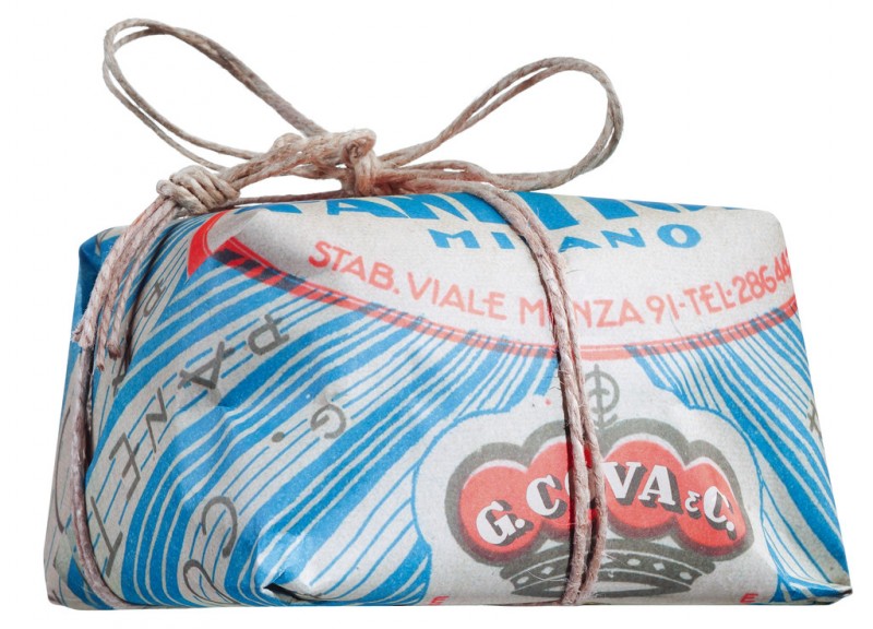 Pastel de levadura tradicional en caja de regalo, Panettone Classico Basso, Breramilano 1930 - 1.120 gramos - Pedazo