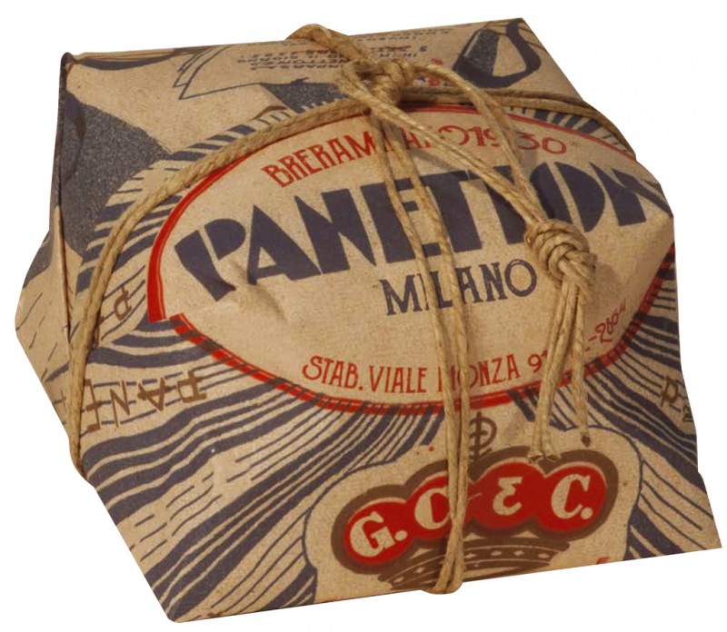 Kek yis tradisional dalam kotak hadiah, Panettone Classico Basso, Breramilano 1930 - 1,120g - sekeping