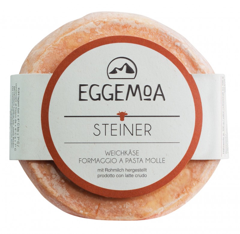 Steiner, mjuk ost gjord pa ra komjolk med rott kladd, Eggemairhof Steiner EGGEMOA - ca 250 g - kg