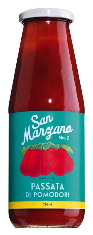 Siiviloityja San Marzano -tomaatteja, Passata di pomodoro di San Marzano Vintagea, Il pomodoro piu hyvaa - 720 ml - Pullo