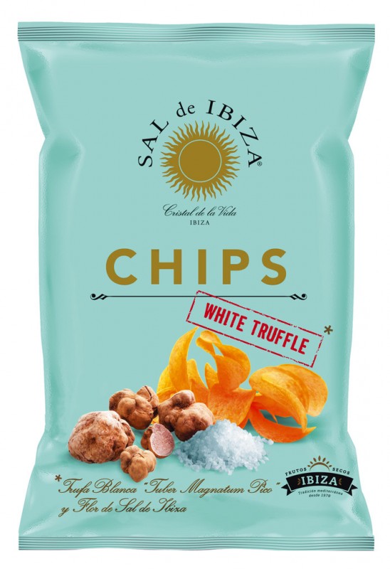 Chips Truffles, patatas chips con trufa blanca, Sal de Ibiza - 45g - Pedazo